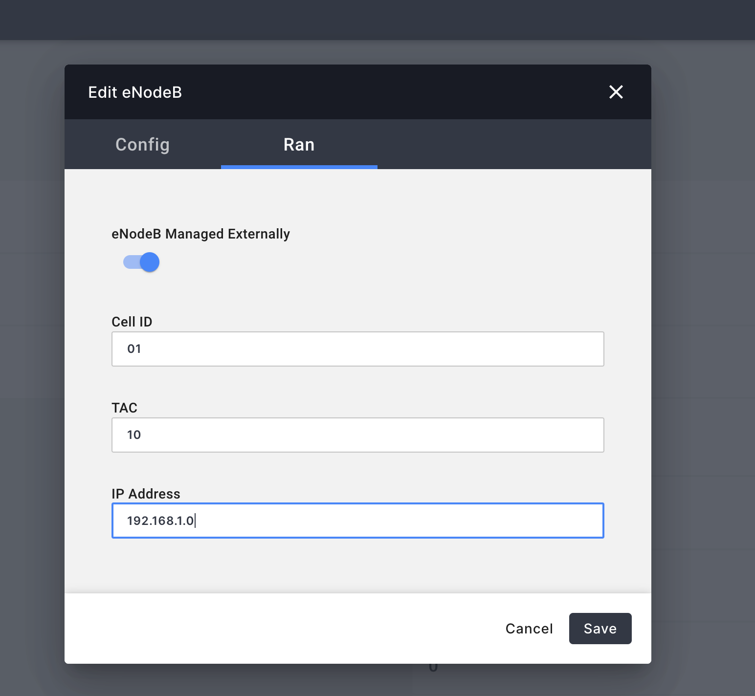 Register unmanaged eNodeB