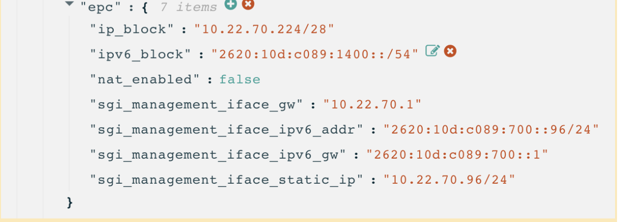 AGW SGi IPv6 configuration