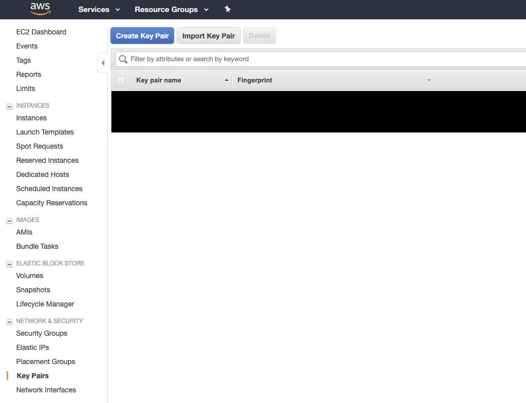 creating an AWS keypair